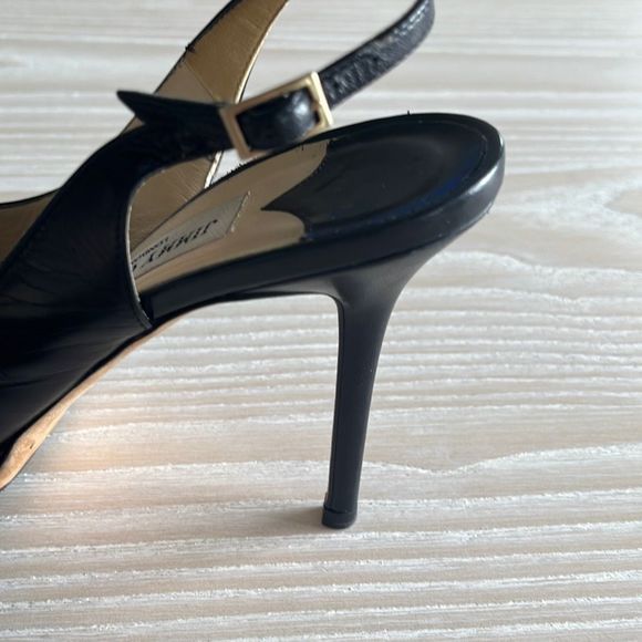 Jimmy Choo Nova Peep-Toe Leather Slingback Platform Pumps Black size 39 - Picture 9 of 14